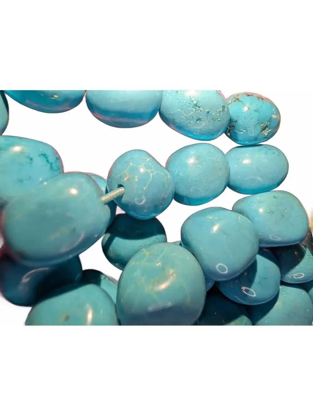 Chunky Turquoise Blue Beaded loose beaded bracelet with Rectangular Clasp